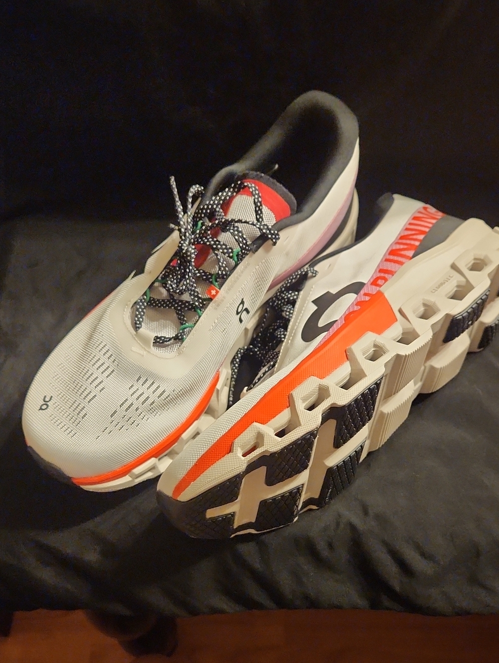 On Cloudflow Men’s Running Sneakers - White with Orange Accents